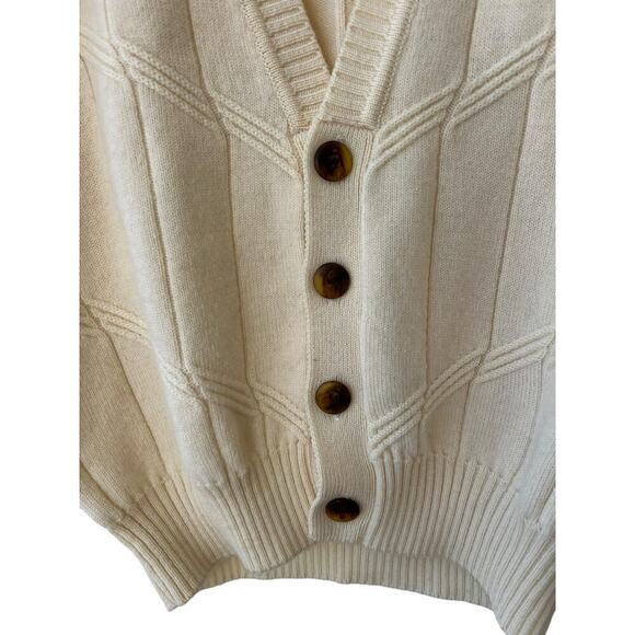 Vintage Damon Women’s Wool Cardigan Size Large Cream Beige - Picture 4 of 7